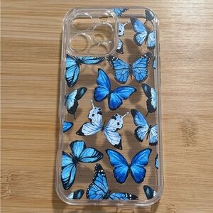 Blue Butterfly Clear iPhone 16 Pro Max Case